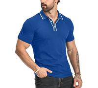 AIYINO Mens Classic Dry Fit Short Sleeve Golf Polo Shirts Casual Basic Designed with Cotton Shirts 2XL Blue