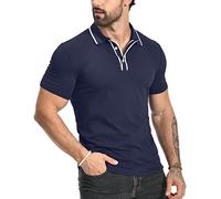 AIYINO Mens Classic Dry Fit Short Sleeve Golf Polo Shirts Casual Basic Designed with Cotton Shirts L Navy
