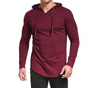 AIYINO Men's S-5X Long Sleeve Fashion Athletic Hoodies Workout Sweatshirt Hip Hop Pullover Hooded (5XL Wine Red)