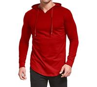 AIYINO Men's S-5X Long Sleeve Fashion Athletic Hoodies Workout Sweatshirt Hip Hop Pullover Hooded (5XL Red)