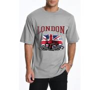 AIYINO Mens T Shirts London United Kingdom Print Women's Tshirts Grey M