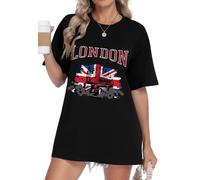 AIYINO Mens T Shirts Premium Light Vintage Grunge London United Kingdom Womens T-Shirts Fashion Comfortable Tee Tops for Men Black L