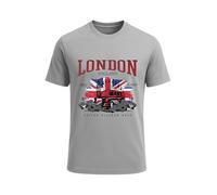 AIYINO Tops for Men Short Sleeve Vintage UK Flag T-Shirts Classic Fit Great Britain Crew Neck British Flag Tops Light Gray XXL