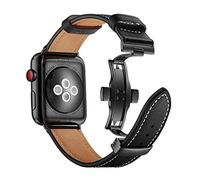 AIYIRUO Compatible with Apple Watch 7 Strap Leather 45mm 44mm 44mm 40mm,Original Replacement Leather Strap Men Women Deployment Buckle Wristband for iWatch Strap Series 7 6 5 4 3 2 1