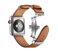 AIYIRUO Compatible with Apple Watch 7 Strap Leather 45mm 44mm 44mm 40mm,Original Replacement Leather Strap Men Women Deployment Buckle Wristband for iWatch Strap Series 7 6 5 4 3 2 1