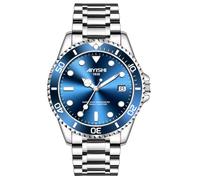 AIYISHI Men's Analog Quartz Watch with Date Display & Luminous Hands Waterproof, Luxury Silver Stainless Steel Watch, Rotatable Bezel Classic Business Dress Wristwatch Relojes De Hombre, 1630 Silver