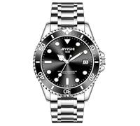 AIYISHI Men's Analog Quartz Watch with Date Display & Luminous Hands Waterproof, Luxury Silver Stainless Steel Watch, Rotatable Bezel Classic Business Dress Wristwatch Relojes De Hombre, 1630 Silver