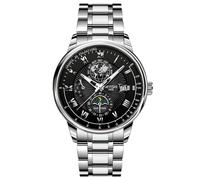 AIYISHI Men's Watch - Hand-Winding Skeleton Dial, 42mm Big Face, Exhibition Back Case, Business Casual Stainless Steel Black