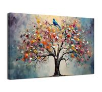 AIYISU Colourful Tree of Life Wall Art for Living Room Decor Abstract Blossom Tree Painting Pictures Nature Floral Canvas Prints Minimalist Modern Artwork for Bedroom Office Home Decoration 30x40cm