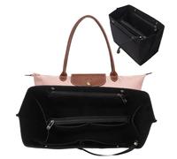 AIYJWXINP Bag Insert Organizer, Handbag Organiser Insert, Multi-Pocket Felt Handbag Organizer With Zipper for Insert Wallet Organizer, Folding Tote Bag Organizer Insert for Longchamp (black, L)