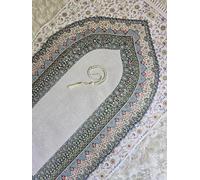 Aiyla Luxury Chenille Prayer Mat/Sejadah/Prayer Rug. Perfect Islamic Gift for Ramdan/Eid/Umrah/Hajj/Nikah (White/Green)