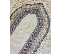 Aiyla Luxury Chenille Prayer Mat/Sejadah/Prayer Rug. Perfect Islamic Gift for Ramdan/Eid/Umrah/Hajj/Nikah (White/Blue)