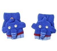 Aiyomimo Autumn and Winter 2-4 Years Old Cartoon Warm Gloves Child Half Finger Knitted Gloves (Dark blue)