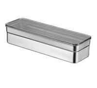 AIYoo 18/8 Stainless Steel Flatware Tray Kitchen Drawer Organizer with Lid and Drainer Stackable Utensil Holder for Countertop Large Capacity Silverware Tray Flatware Organizers