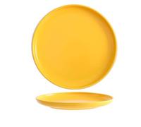 AIYoo 2 Pack Porcelain Dinner Plates,10 inch Large Dessert Salad Plates Ceramic Kitchen Plates,Food Serving Dishes Set,Round Plates for Pasta,Snack,Fruit,Yellow