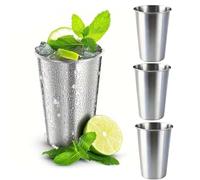 AIYoo 4 Pcs Stainless Steel Cups 200 ml,18/8 SUS 304 Steel Tumbler,Reusable 8 oz Shatterproof Metal Water Cups,Silver Beer Tumbler for Drinking Party Camping Travel Hiking