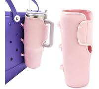 AIYoo Bogg Bag Cup Holder for Stanley,Drink Cup Holder Compatible with All Bogg Bag 40 oz Water Bottle Holder Accessories,Pink Cup Holder Attachment for Simply Southern Beach Tote Bag