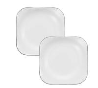 AIYoo Ceramic Dessert Plates Set of 2,Mini 7.5in Salad Appetizer Plate for Kitchen,Food Serving Dinner Plates for Cake Snacks Side Dish,Square Porcelain Dining Set