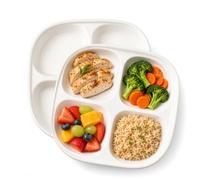 AIYoo Ceramic Portion Control Plate 8.5 Inch for Weight Loss 4-Compartment Divided Plates for Adults - 2 Pack Dinner Plate for Healthy Eating, Reusable Dishwasher Microwave Safe