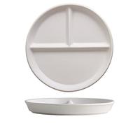 AIYoo Porcelain Dinner Plate White Portion Control Plates Set of 2, 8 Inch Divided Plates for Adults,Diet Plates for Balanced Meal - Reusable Ceramic Serving Tray