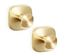 AIYoo Suction Cup Hooks for Shower,Stainless Steel Suction Hook for Bathroom,Removable Towel Hooks for Kitchen Wall,Glass,Mirror,Tile,Heavy Duty Hook for Hanging,2 Pack,Gold