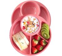 AIYoo Unbreakable Divided Plates for Adults Portion Control Plates Set of 2 Round Plastic Dinner Plate 9 Inch for Camping Outdoor or Every Day Use