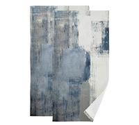 AIYOOLER Abstract Hand Towels for Bathroom Set of 2 Retro Blue Grey Art Grunge Painting Vintage Soft Absorbent Small Bath Towels Decorative Kitchen Guest Dish Towel Multipurpose for Gym,Spa 28x14in