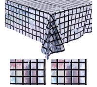 Aiyorse 2 Pack Disco Tablecloth Party Decorations, Holographic Silver Glitter Plastic Tablecloth Laser Rectangle Table Covers for Birthday Parties Decoration Wedding Christmas Grad Party Supplies