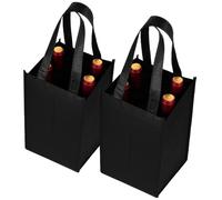 Aiyorse 2 Pcs Reusable 4 Bottle Wine Tote Bags, Shopping Bag for Wine Bottles, Sturdy Non-Woven Wine Gift Bags for Grocery Bottle Carrier Holder for Travel Camping Picnic