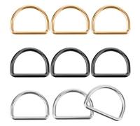 Aiyorse 9 Pack 1 Inch D Ring, 3mm Thickness Stainless Steel Heavy Duty D Rings for Bag & Dog Collars, Welded Metal Silver D Rings for Backpack, Webbing Straps, Belt, Leash, DIY Crafts, Mixed-Color