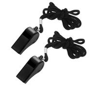 Aiyorse Black Whistle, 2 Packs Whistle for Coaches, Plastic Coach Whistles with Lanyard, Loud Clear Crisp Referee Whistle, Whistle Emergency for Teacher Polices Officials Sport Training Lifeguard