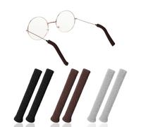 Aiyorse Soft Knitting Cotton Glasses Ear Cushion, Anti-Slip Elastic Comfort Eyeglasses Temple Tips Sleeves Glasses Ear Grip for Glass Sunglasses- Eye Glass Ears Cushions(Black+Brown+Grey)