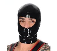 AIYOUBRS Black Latex Hood Mask Natural Rubber Head Cover Back Zipper for Halloween Party Role Play Costume(Size:XS-60CM)