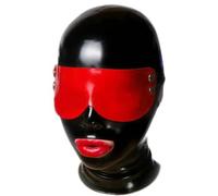 AIYOUBRS Latex Head Cover Latex HeadMask Latex Hood Rubber Catsuit Pinholes Exposed eyes Exposed Mouth(Size:S-63CM)