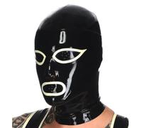 AIYOUBRS Latex Hood Mask Black Rubber Head Cover Handmade for Halloween Party Role Play Costume(Size:L-68CM)