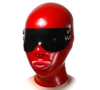 AIYOUBRS Red Latex Rubber Mask Sexy Adult Latex Hood Back Zipper for Halloween Club Role Play(Size:S-63CM)