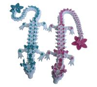 Aiyoushang 2pcs 3D Printed Dragon, Showing Executive Desktop Cherry Blossom Decoration, Restless Anxiety Autistic Joint Dragon (Pink and Blue, 12In)