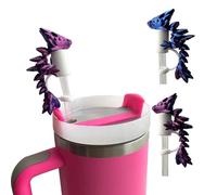 Aiyoushang 2Pcs dragon straw topper,3D printed dragon cap, Silicone topper cover, Cool red blue Stanley cup accessories, Compatible with Stanley 30 & 40 oz Cup， easter basket essentials