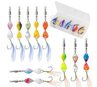 aiyraa 10pc Spinner Bait Kit - Hard Metal Buzz Baits with Rotating Blades Spiral Sequins Rotate at High Speed with Feather for Bass Pike Trout Salmon Freshwater Saltwater Fishing