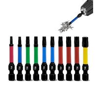 Aiyraa 10PCS 50mm Torx Bit Set, T10 T15 T20 T25 T27 T30 T40 Impact Star Screwdriver Bits, S2 Steel Magnetic Security Long Torx Bits Set, 1/4" Hex Shank