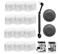 Aiyraa 12 Pack Water Filter Insert, 2 Backflush Cleaning Disc, 1 Cleaning Brush for Ninja Luxe Cafe ES601/ES701, Charcoal Filter Replacement with Silicone Disc 54mm and Coffee Grinder Brush with Spoon