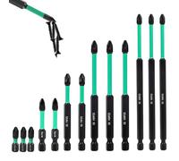 Aiyraa 13 Pcs PZ2 Impact Driver Bits Set, S2 Steel Magnetic Driver Long Screwdriver Bits for Dewalt Non-Slip Anti-Impact Batch Head for Screwdriver Bit Set 150mm 100mm 75mm 50mm 25mm