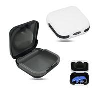 Aiyraa 2 Pack Hearing Aid Case, Waterproof Protective Storage Box with Silicone Cushion, Anti-Drop 65x65x30mm Compact Hard Storage Box for 2 Aids, (Black+White)