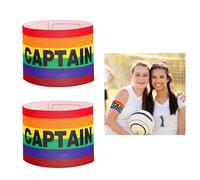 aiyraa 2 Pieces Rainbow Captain Armband, Sports Team Accessories, Football Adult Captain's Armband, Elastic Sports ArmBands, Training Unisex CaPTains Armband for Adult and Youth