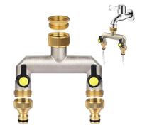 Aiyraa 2-Way Tap Water Distributor, 3/4 Inch Brass Tap Distributor for Garden Hoses, Y Distributor 3/4 Inch Adapter 1/2 Inch with Ball Valve for Adjusting and Shutting Off Water Flow