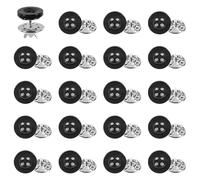 Aiyraa 20 Pcs Black No Sew Buttons, Small 11.5mm, 4-Hole Resin No-Sew Buttons for Clothes, Coat, Cardigans, Shirts, Button Pins for Jeans, Jean Button Replacement