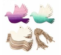 Aiyraa 20PCS Birds Cutouts Crafts for Kids Activities, Wooden Bird Crafts for The Christmas Tree, Unfinished Peace Bird Pendants with Holes & Ropes for DIY, Home, Party Decorations