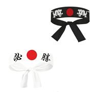 Aiyraa 2pcs Japanese Samurai Headbands, Naruto Headband, Karate Headband, Naruto Inspired Martial Arts Gift, Samurai Costume Accessory, Ninja Training Headwear for Man Women