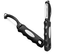Aiyraa 2pcs Vegetable Peeler Set with Sharp Stainless Steel Blades for Easy Peeling Potatoes Fruits Carrots Apples, Ergonomic Non Slip Grip Handle,Dishwasher Safe Black Easy peelers