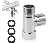 Aiyraa 3 Way Solid T Shape Adapter, Brass G1/2" Hose Connector- Wall Mounted Diverter for Bidet, Angle Valve, Handheld Sprayer, 3 Way Shut Off Valve Splitter Replacement, Tap Diverter